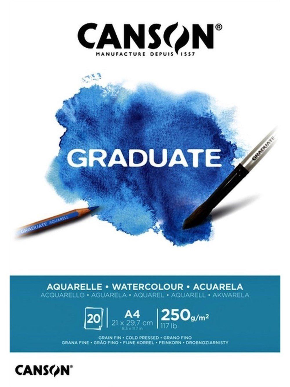  Canson Graduate Aquarelle Suluboya Bloğu A4 250G 20 Sayfa