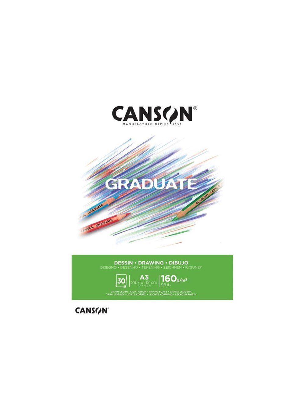 Canson Graduate Çizim Defteri Beyaz  A3 160gr 30 Sayfa