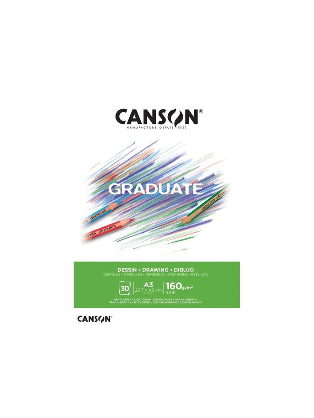  Canson Graduate Çizim Defteri Beyaz  A3 160gr 30 Sayfa