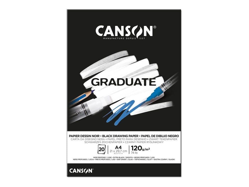 Canson Graduate Çizim Defteri Siyah  A4 120gr 20 Sayfa