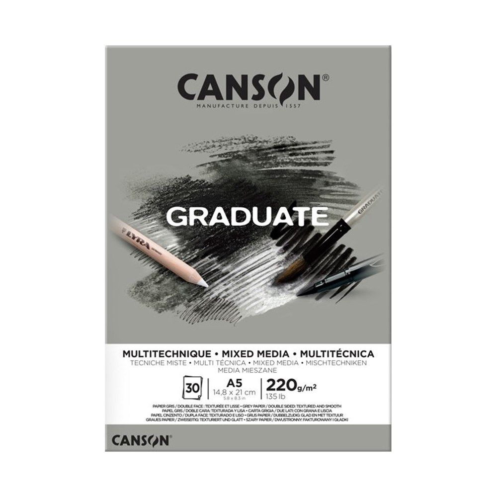  Canson Graduate Mix Media Gri Ton 220G 30 Sayfa A5