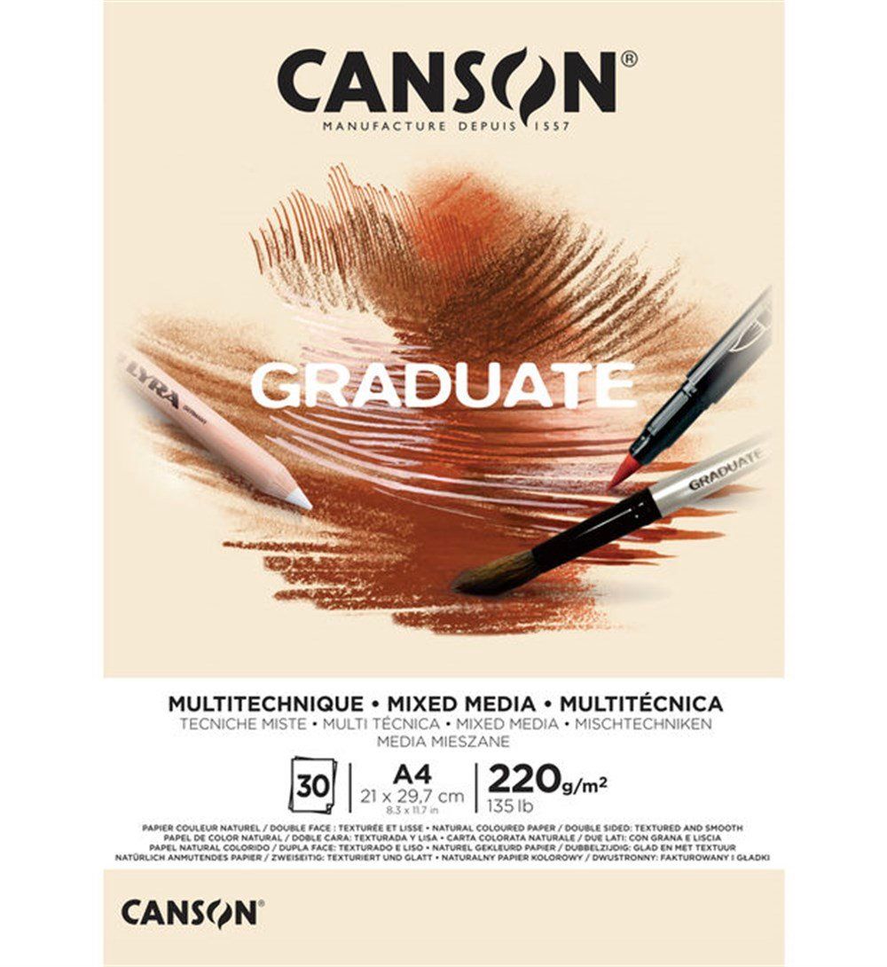  Canson Graduate Mix Media Natural 220G 30 Sayfa A4