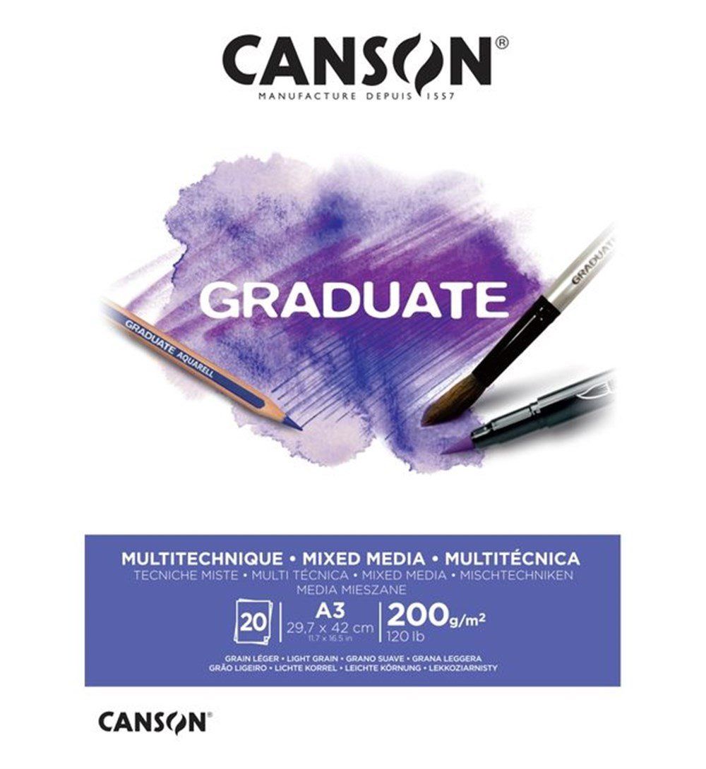  Canson Graduate Mix Media A3 200G 20 Sayfa