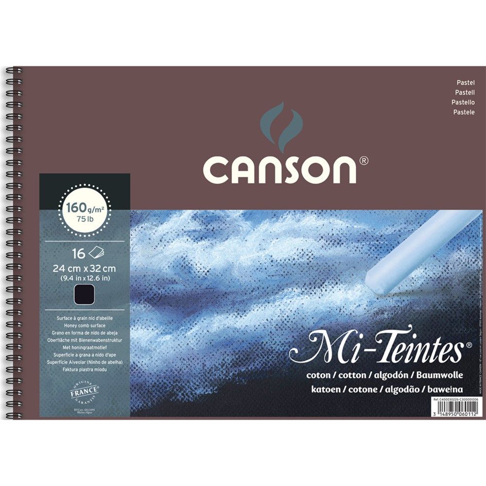Canson Mi-Teintes Spiral Pad Black  160gr 24x32cm 16 Sayfa