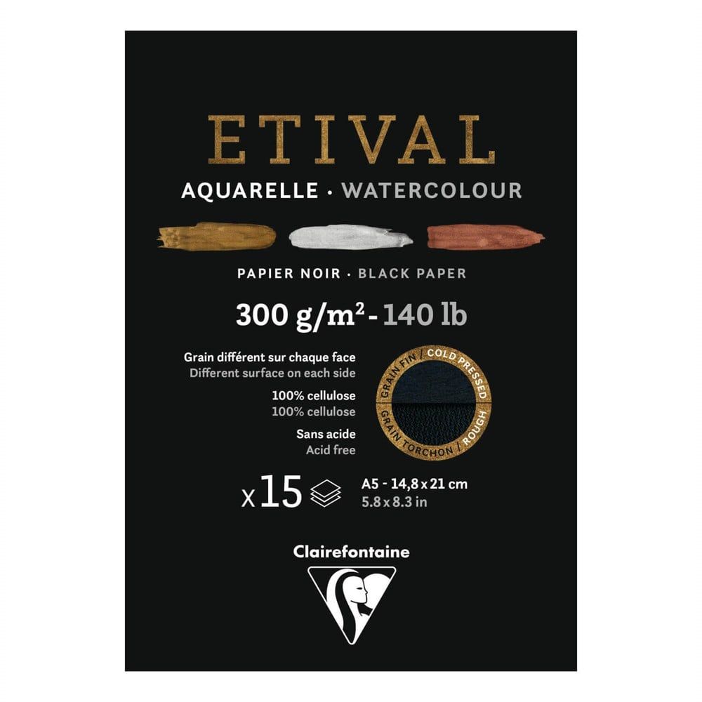 Clairefontaine Etival Dokulu Cold Press A5 300Gr Siyah
