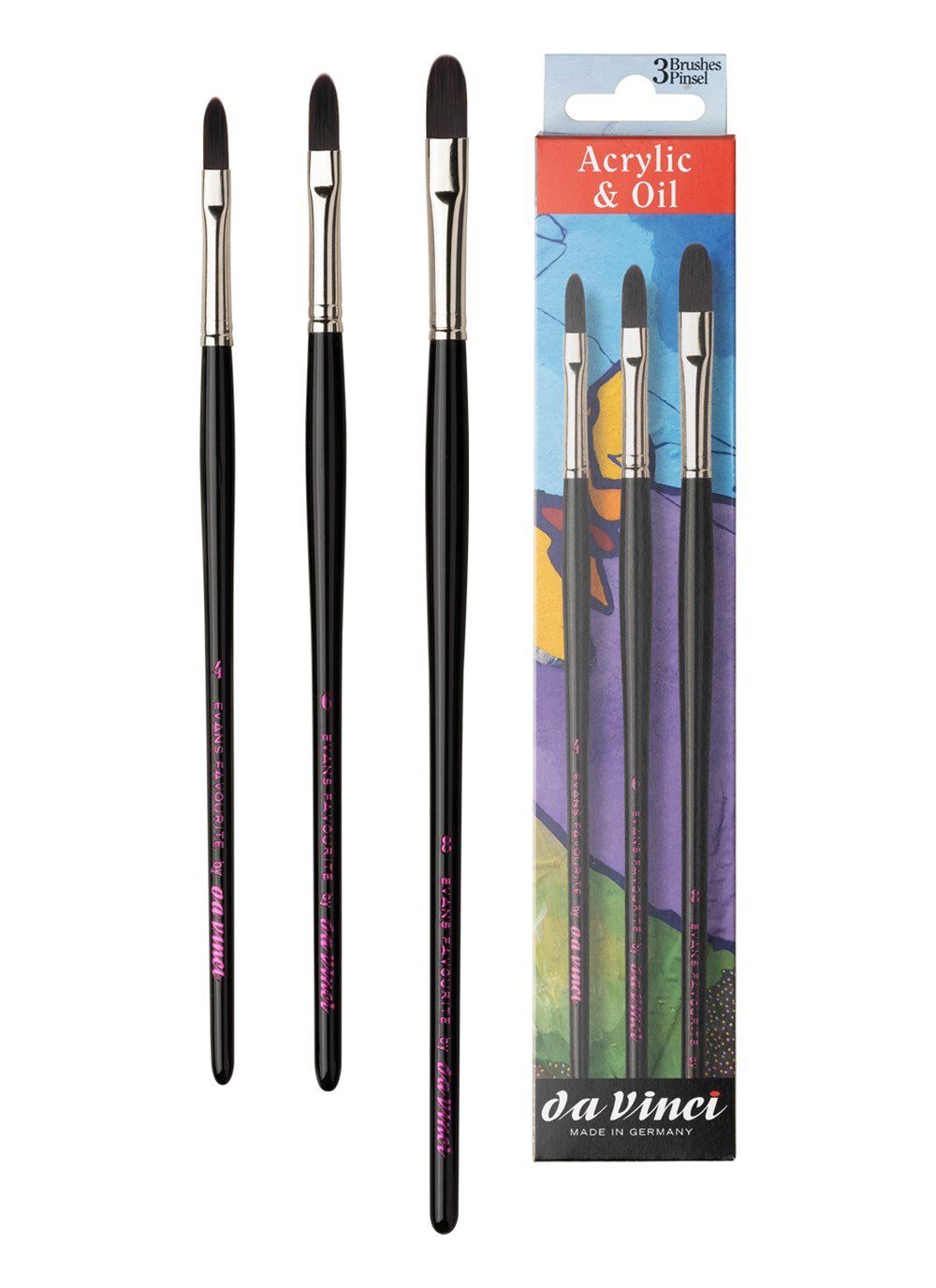 Da Vinci Acrylic Brush Set Long Filbert Shape