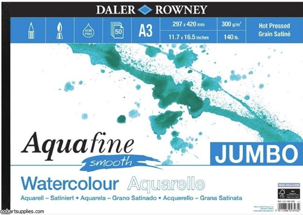 Daler Rowney Aquafine Smooth Pad A3 Jumbo 300gr 50 Sh