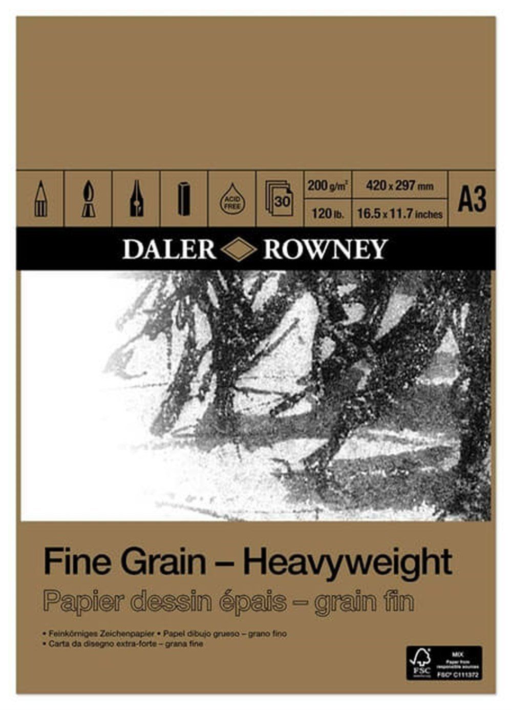 Daler Rowney Fine Grain Heavyweight Pad A3 200Gr 30Sh