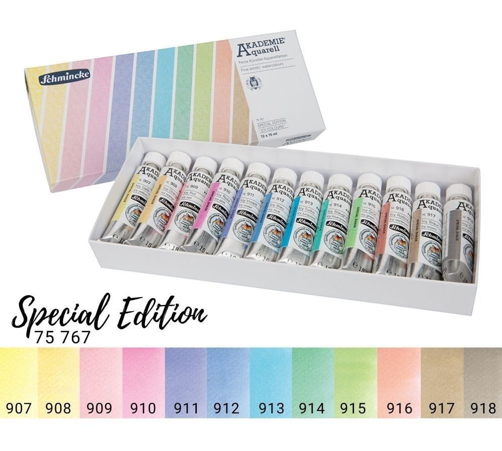 Schmincke Akademie Aquarell Metal Kutu Sulu Boya Seti 12 x 15 ml 75767