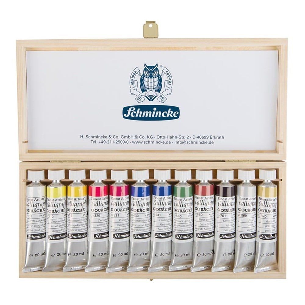 Schmincke Calligraphy Artist Guaj Boya Set Ahşap Kutu 12x20ml