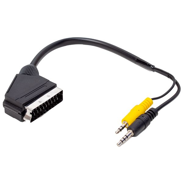  UYDU ALICISI AV KABLO 3.5 MM STEREO ERKEK/SCART KABLO 35 CM UZUN VE KISA JACK BİR ARADA