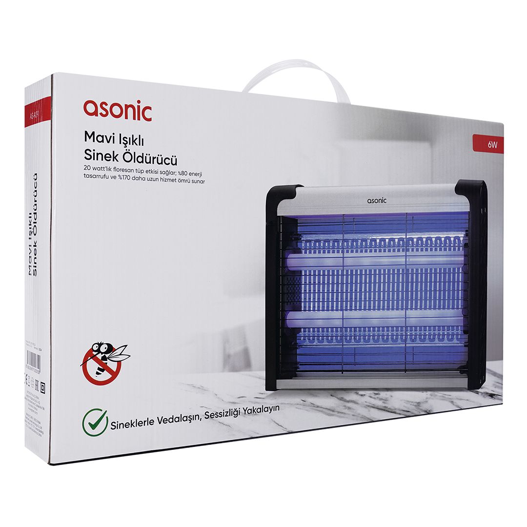  ASONIC AS-A29 SİYAH 6 WATT 2000 VOLT İKİ LEDLİ  SİNEK ÖLDÜRÜCÜ