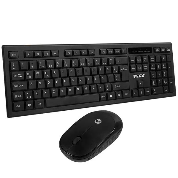  EVEREST KM-6121 SİYAH KABLOSUZ SLIM Q KLAVYE + MOUSE SET