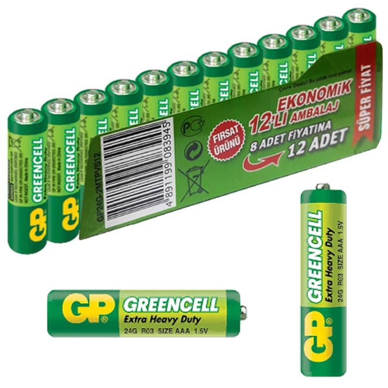 GP 24G-GREENCELL İNCE KALEM PİL (12Lİ PAKET)(GP 24G-2MTPVS12)