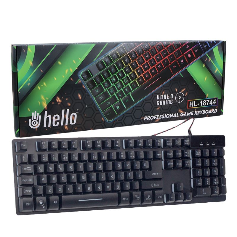  HELLO HL-18744 METAL KASA RGB IŞIKLI KABLOLU OYUNCU Q KLAVYE ZYG-800
