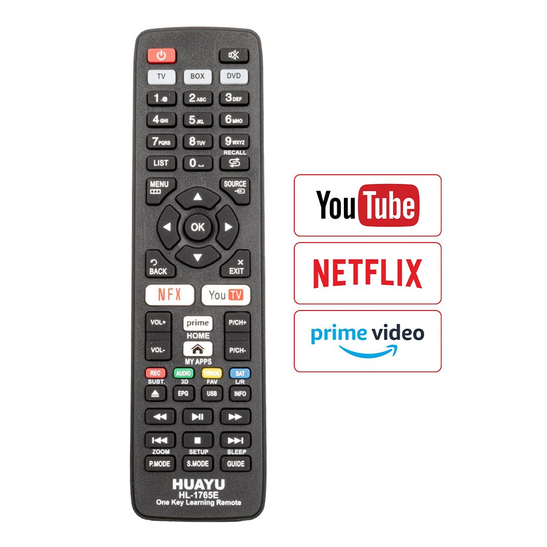  HUAYU HL-1765E PRIME VIDEO-YOUTUBE-NETFLIX TUŞLU TV/UYDU/DVD ÖĞRENEBİLEN AKILLI KUMANDA