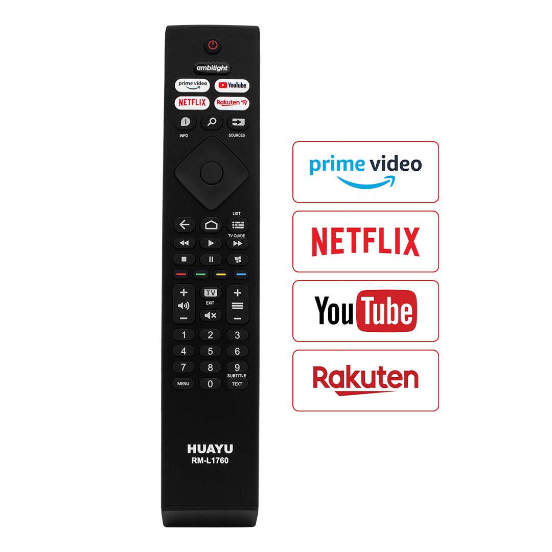 HUAYU KL RM-L1760 PHILIPS AMBILIGHT-NETFLIX-PRIME VIDEO-YOUTUBE-RAKUTEN TV TUŞLU LED TV KUMANDASI