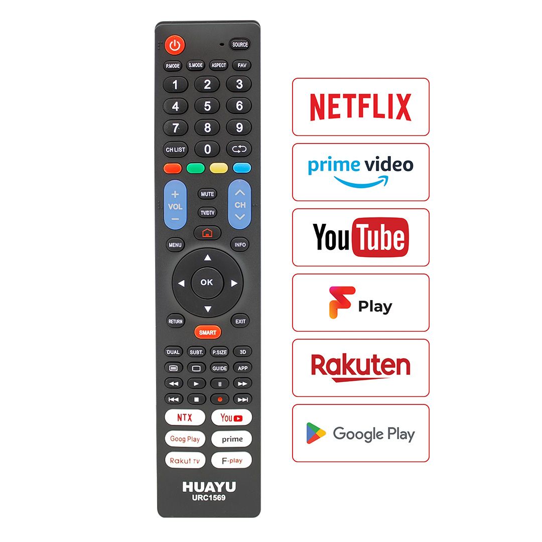 HUAYU KL URC1569 NETFLIX-YOUTUBE-PRIME VIDEO-GOOGLE PLAY-RAKUTEN TUŞLU 7IN1 UNİVERSAL LCD LED TV AKILLI KUMANDA