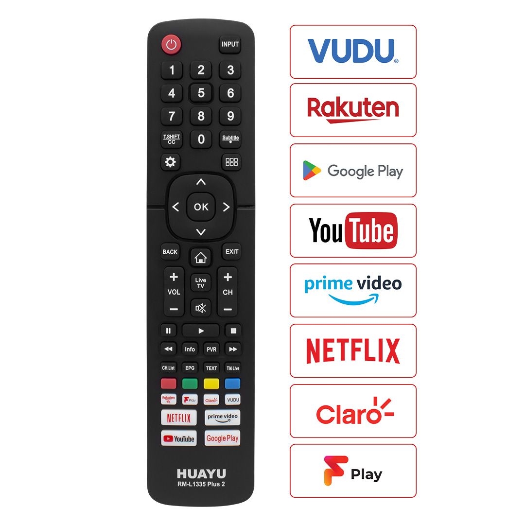 HUAYU RM-L1335 PLUS2 HISENSE NETFLIX-PRIME-YOUTUBE-RAKUTEN-GOOGLE PLAY-VUDU TUŞLU LCD LED TV KUMANDASI