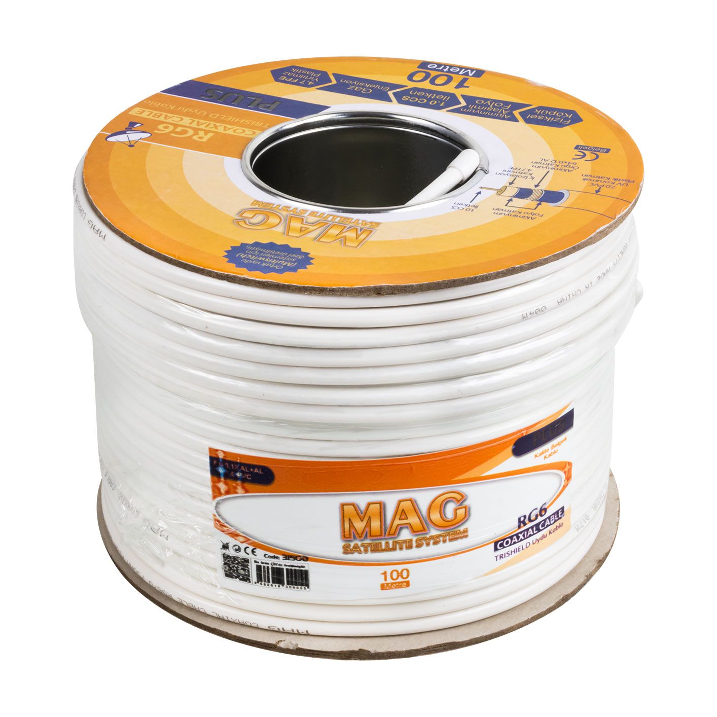  MAG PLUS RG6/U4 TRISHIELD 64 TEL ANTEN KABLOSU (100 METRE)