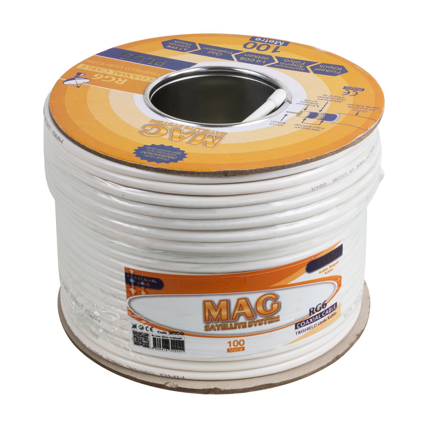  MAG PLUS RG6/U4 TRISHIELD 64 TEL ANTEN KABLOSU (100 METRE)