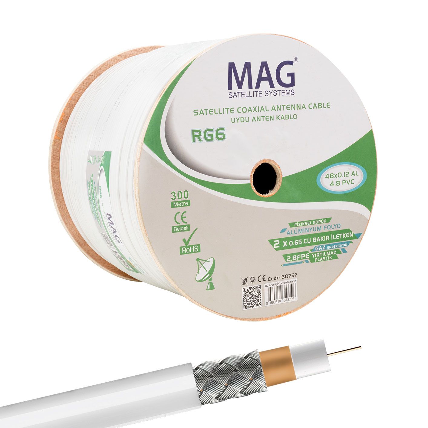RG59 FA MİNİ MERSAT DUAL BİTİŞİK ANTEN KABLO 48 TEL (300 METRE)