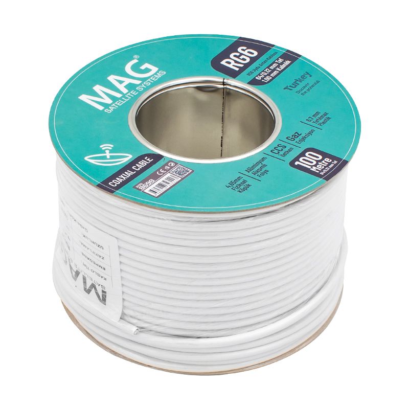  MAG RG6/U6 1.00 MM 64*0.12 TEL CCS MAKARALI ANTEN KABLOSU YERLİ ÜRETİM (100 METRE)