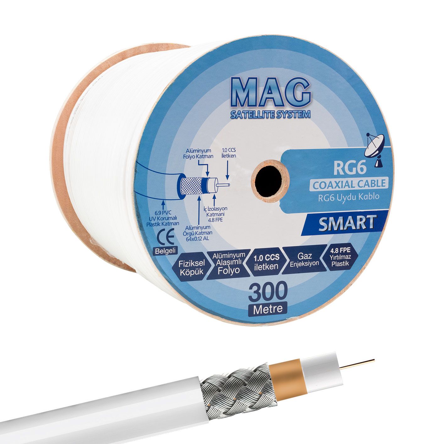  MAG SMART RG6/U4 64 TEL ANTEN KABLOSU (300 METRE)