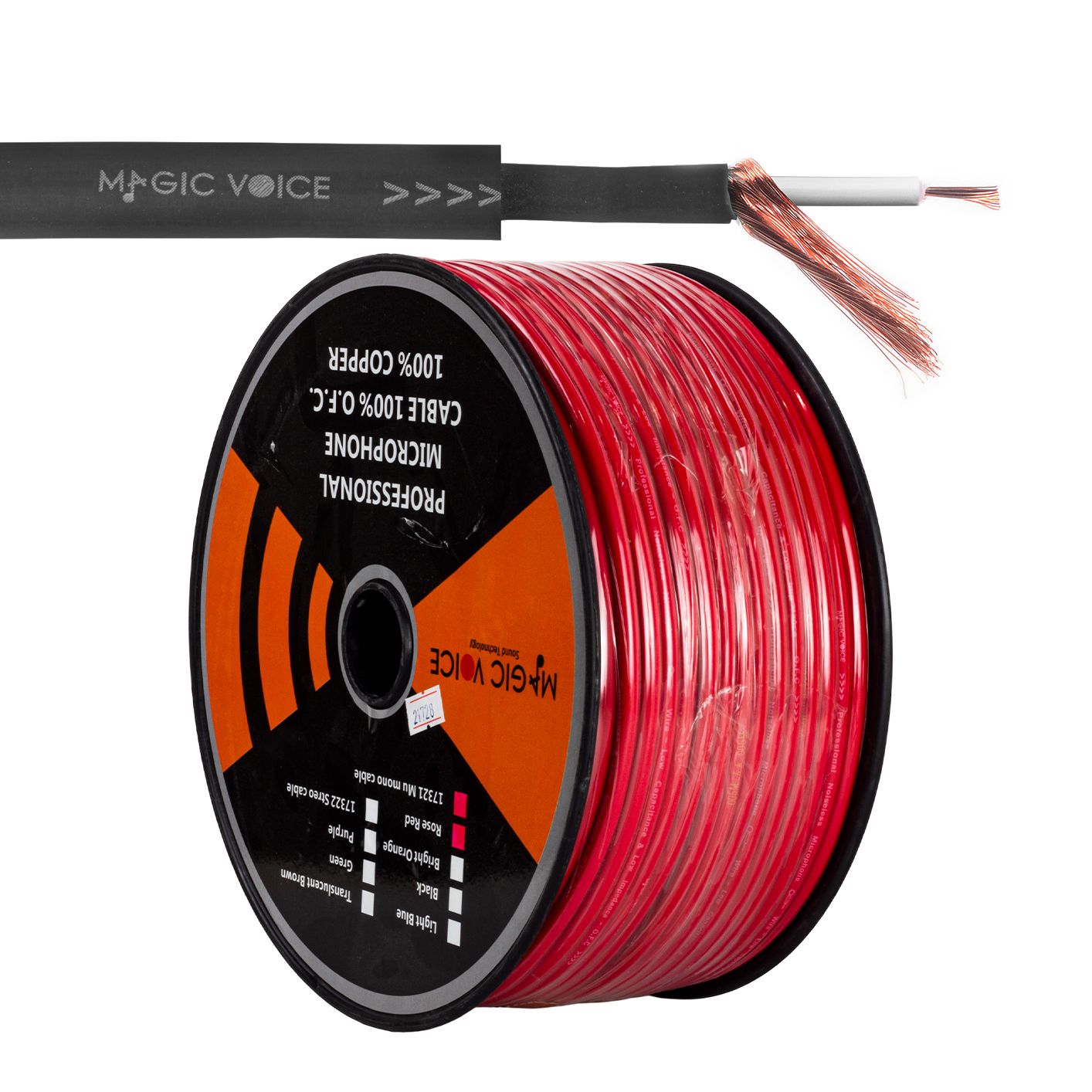 MAGICVOICE MİKROFON KABLOSU MONO 1. KALİTE 100M KIRMIZI