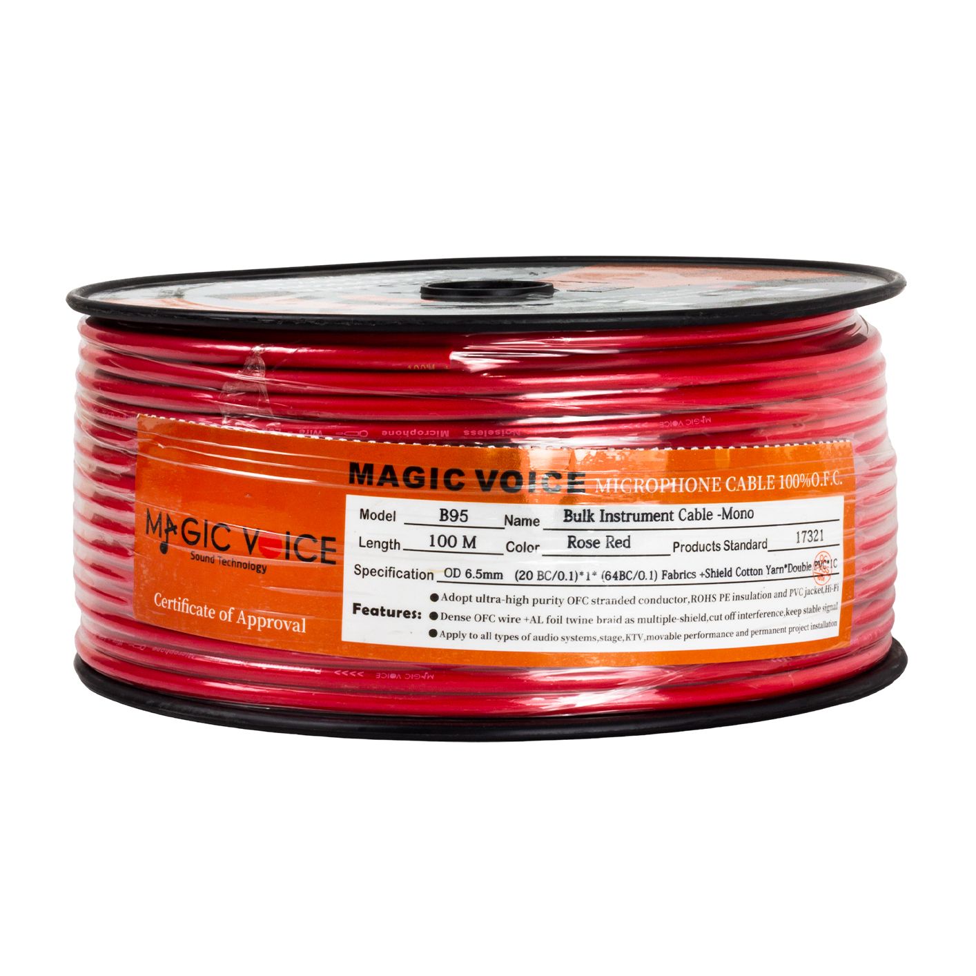  MAGICVOICE MİKROFON KABLOSU MONO 1. KALİTE 100M KIRMIZI