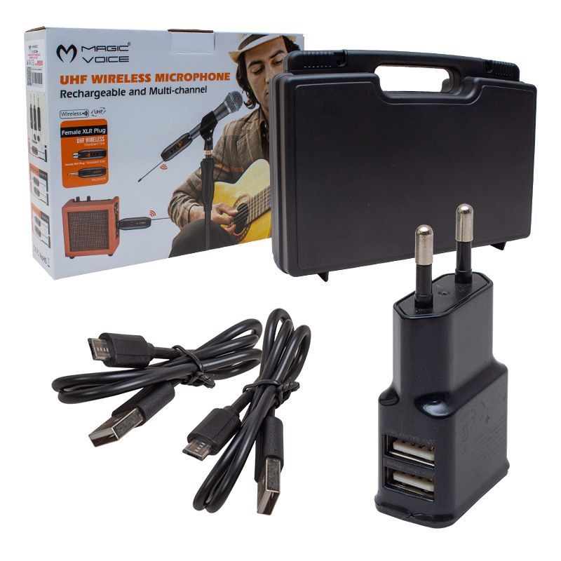  MAGICVOICE MV-19590 UHF GİTAR TİP KABLOSUZ MİKROFON ÜÇLÜ SET