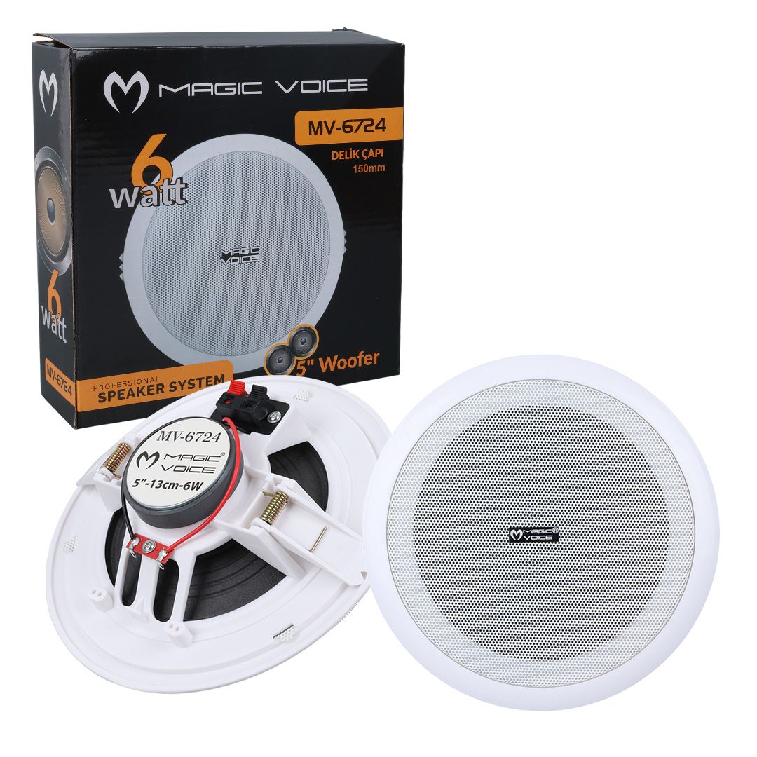  MAGICVOICE MV-6724  5 13 CM 8 OHM 6 W BEYAZ ALÇIPAN HOPARLÖR TRAFOSUZ