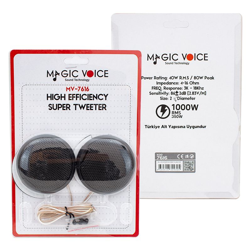  MAGICVOICE MV-7616 80W 40RMS SLİM KASA OTO TWEETER