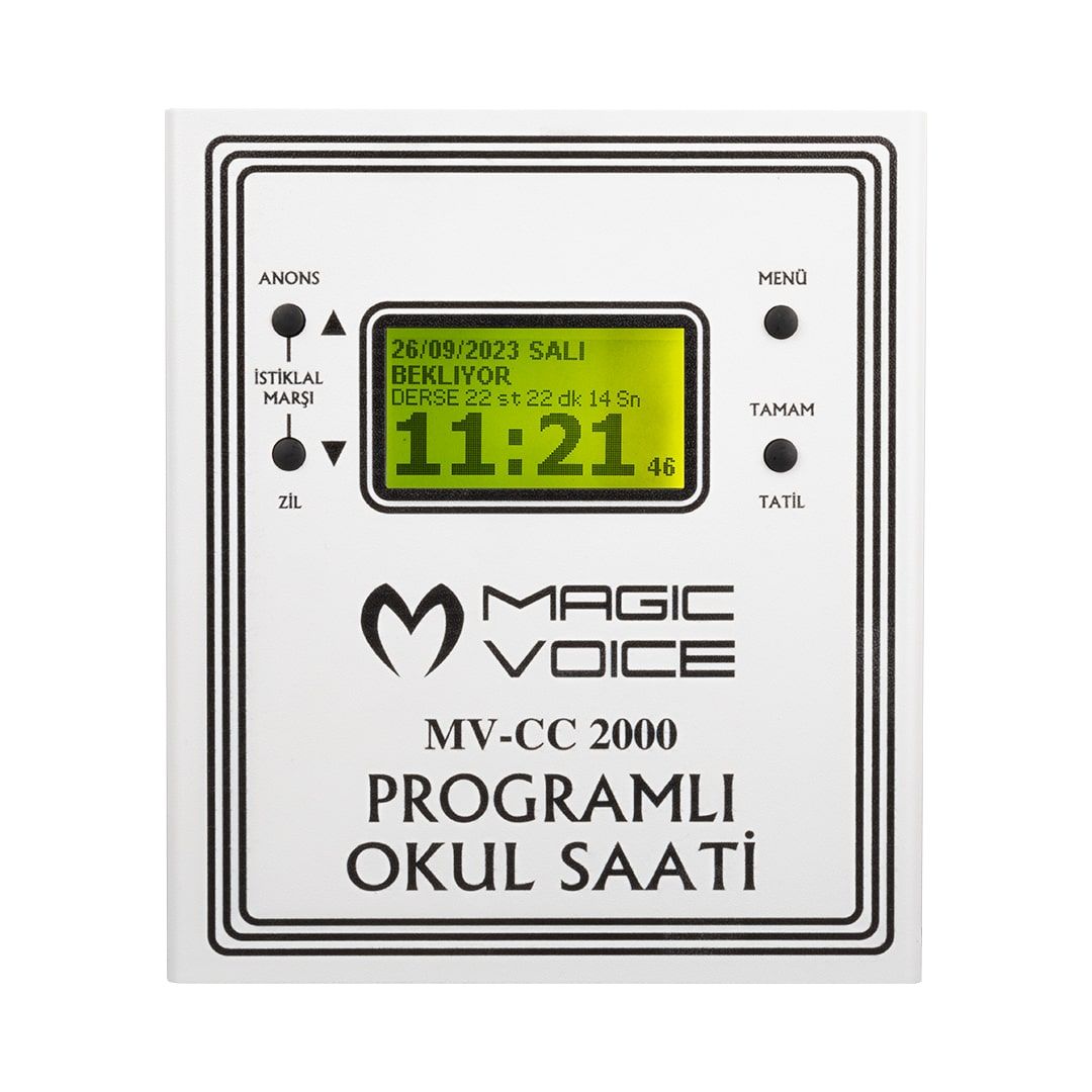  MAGICVOICE MV-CC2000 USB DUVAR TİPİ PROG AKILLI DIGITAL OKUL ZİL SAATİ (6 MELODİLİ) ÇAN TAKILABİLİR