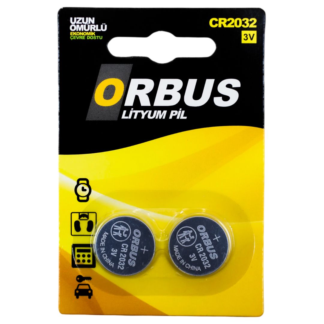 ORBUS CR2032 3 VOLT LİTYUM PARA PİL (2Lİ PAKET FİYATI)