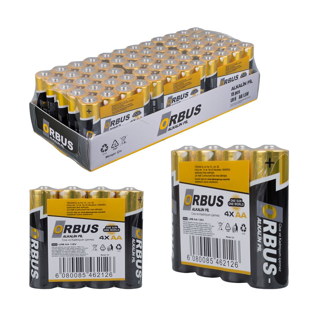 ORBUS AA ALKALİN KALEM PİL 60LI PAKET ORB-LR06