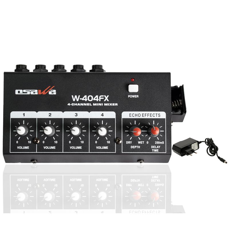  OSAWA W-404FX MİK GİRİŞ-1 LINE ÇIKIŞ EKOLU MİK ÇOĞALTICI 4 KANAL MINI MIXER 20 DB ADAPTÖRLÜ