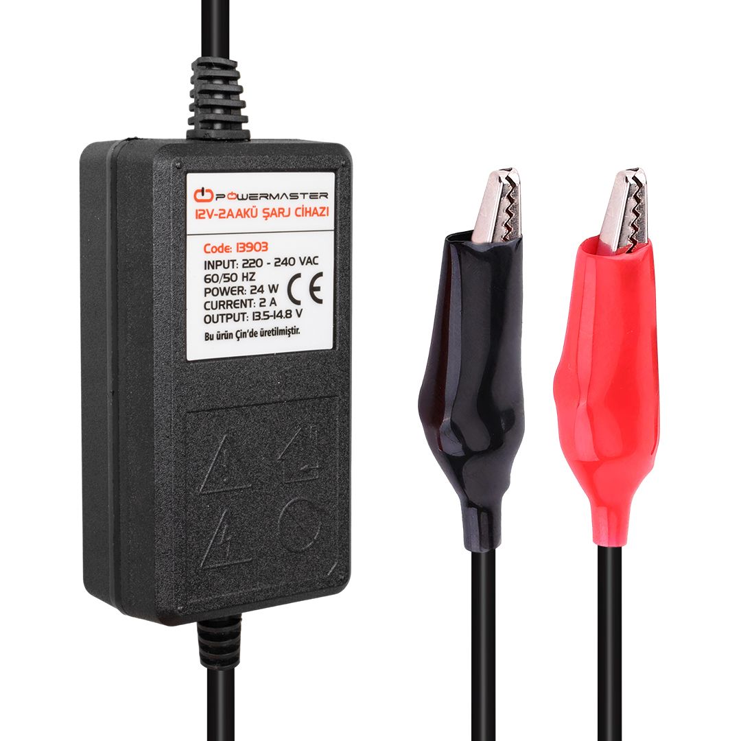  POWERMASTER PM-13903 12 VOLT - 2 AMPER LEDLİ AKÜ ŞARJ CİHAZI