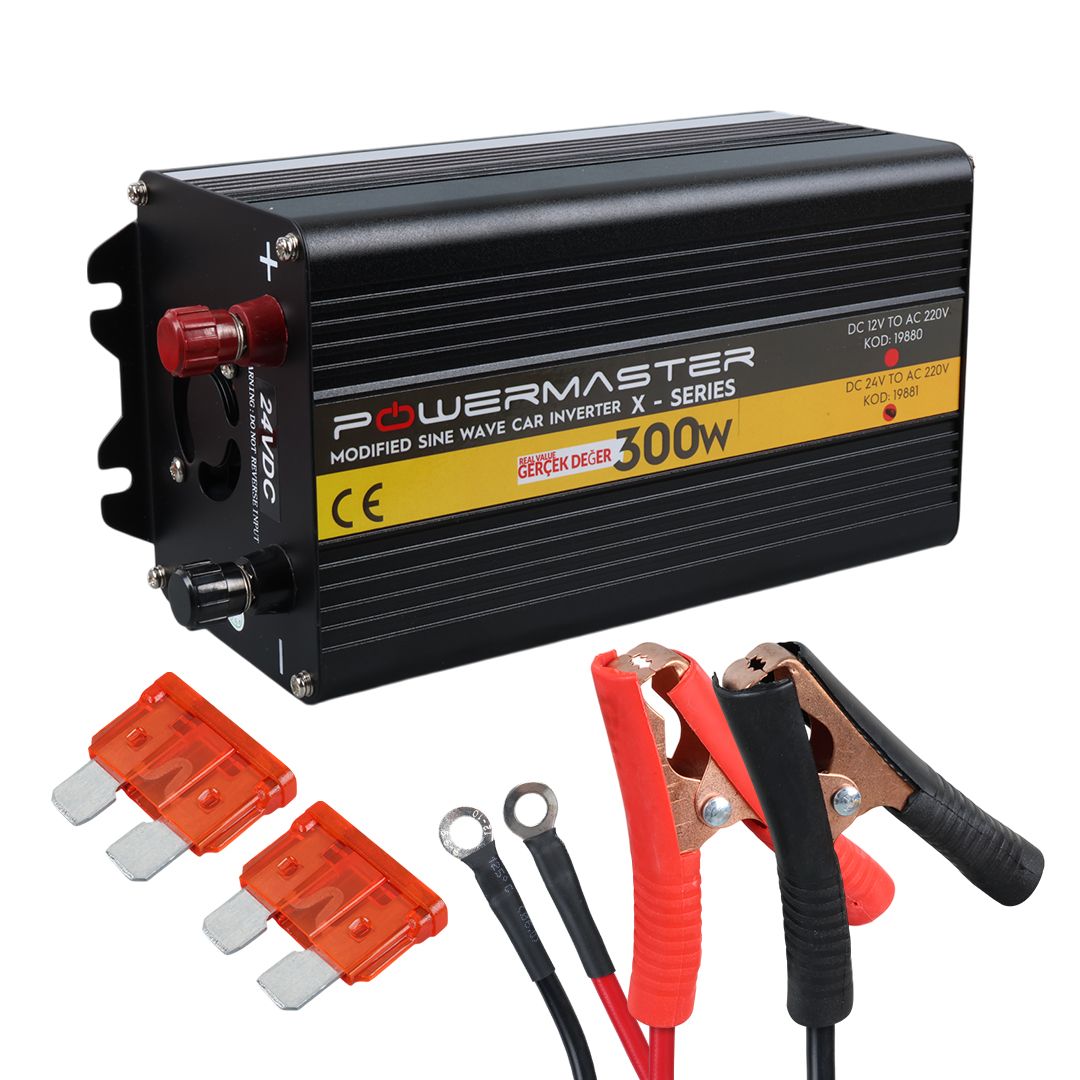 POWERMASTER PWR300-24 TEK DIGITAL EKRAN 24 VOLT 300 WATT MODIFIED SINUS WAVE İNVERTER