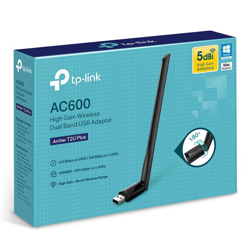  TP-LINK ARCHER T2U PLUS AC600 600 MBPS DUALBAND ANTENLİ USB WIRELESS ADAPTÖR