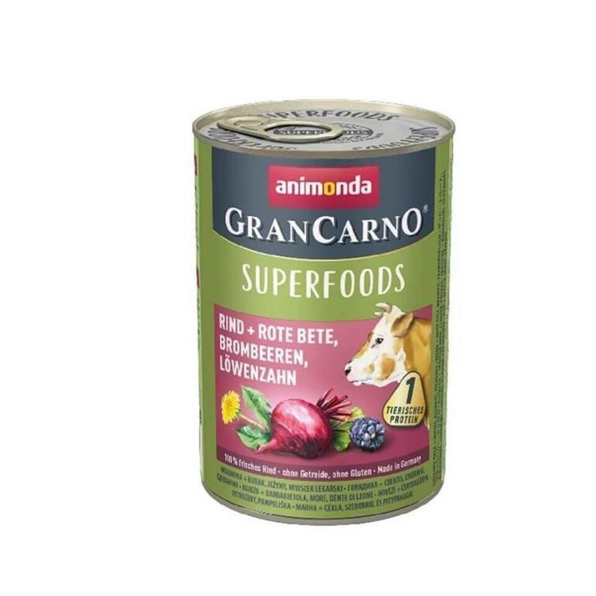 Animonda Gran Carno Superfoods Sığır Pancar Böğürtlen Köpek Konservesi 400 gr