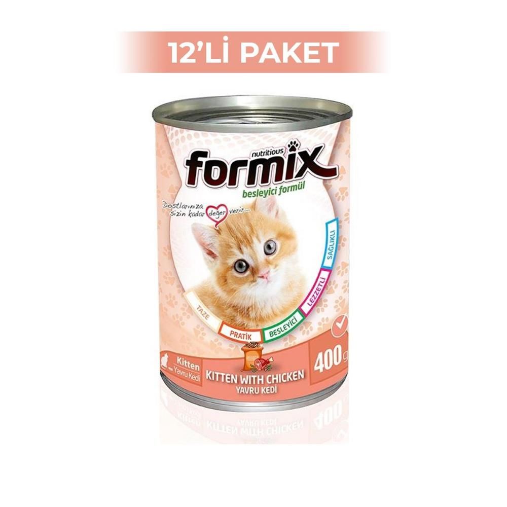 Formix Kitten Tavuklu Konserve Yavru Kedi Maması 400 gr x 12 Adet