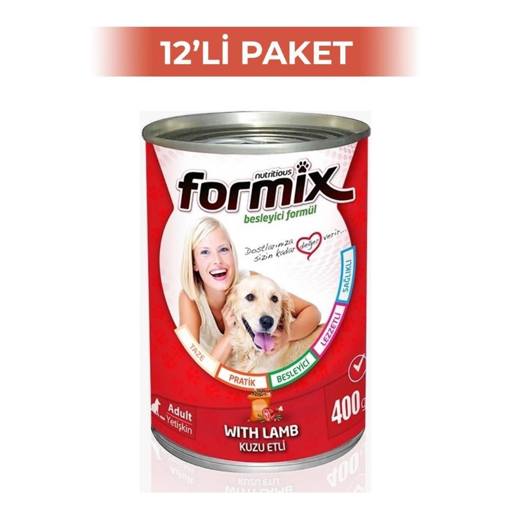 Formix Kuzu Parça Etli Soslu Yetişkin Köpek Konservesi 400 gr x 12 Adet