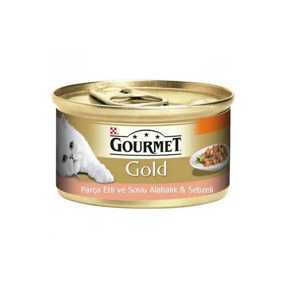 Gourmet Gold Parça Etli ve Soslu Alabalık ve Sebzeli Kedi Konservesi 85 gr 24 adet