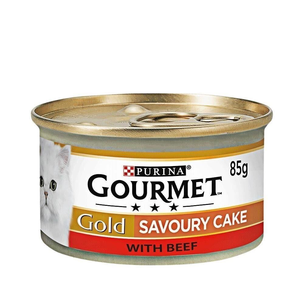 Gourmet Gold Savoury Cake Sığır Etli Yetişkin Kedi Konservesi 85 gr 12 adet