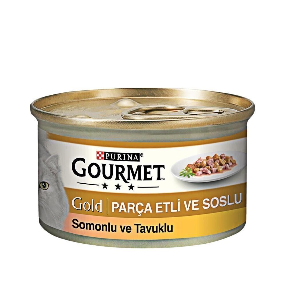 Purina Gourmet Gold Somon ve Tavuk Kedi Konservesi 85 gr 24 adet
