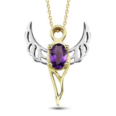  Bilgelik Meleği Ametist Altın Kolye (Zadkiel)
