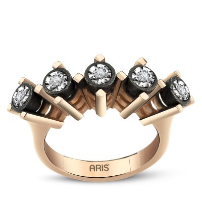  Elmas 5 Taş Miracle Alyans (1.00 Ct Görünüm)