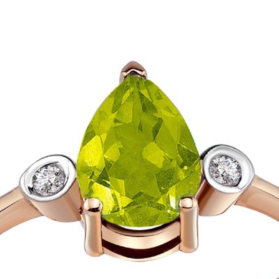   Pırlanta Peridot Damla Yüzük