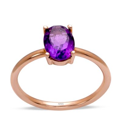 Ametist Mavi Topaz Oval Altın Yüzük